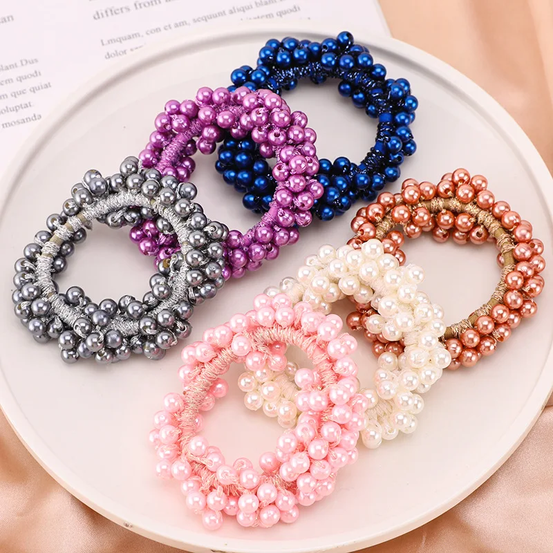 Woman Elegant Pearl Hair Ties  - Silicone Band Women review and price