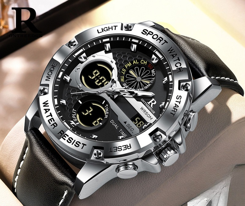 Fashion Men’s Big Face Quartz  - Leather Watch Band Men review and price