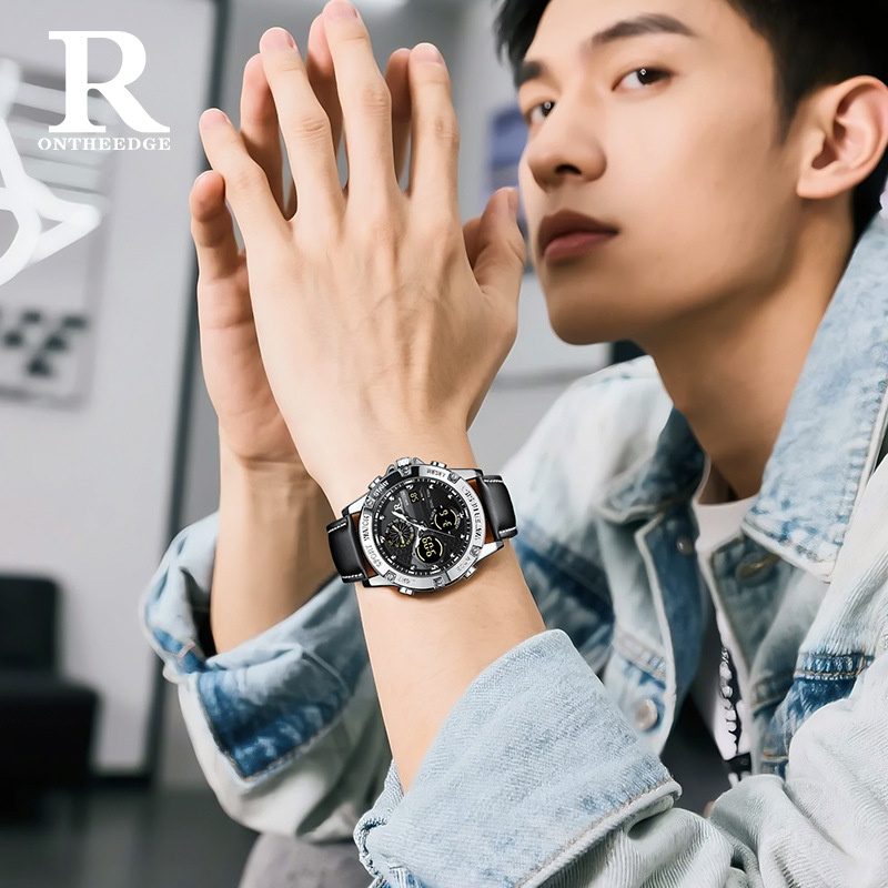 Fashion Men’s Big Face Quartz  - Leather Watch Band Men review and price