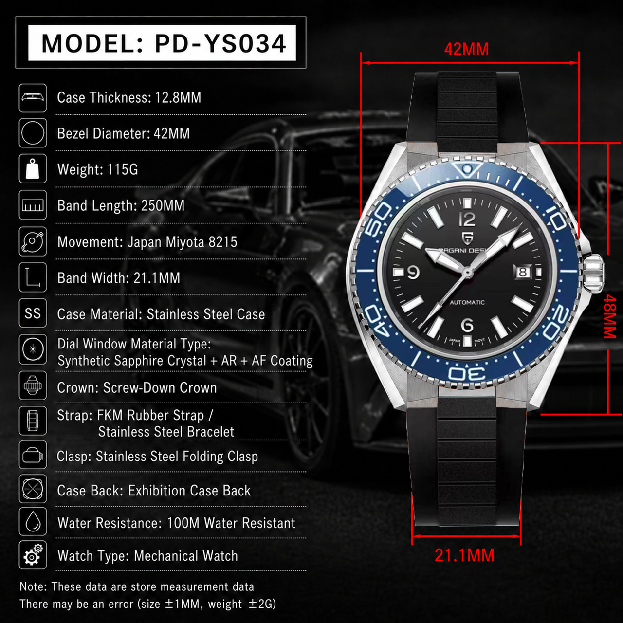 Pagani Design New Men's Mechan - Rubber Strap Diver review and price