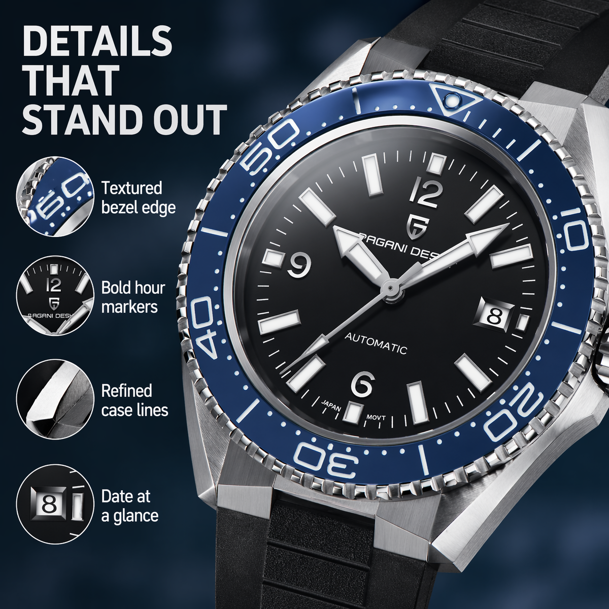 Pagani Design New Men's Mechan - Rubber Strap Diver review and price
