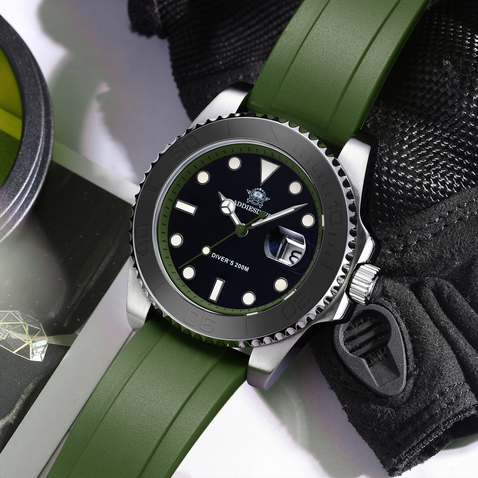 ADDIESDIVE Rotatable Ceramic B - Rubber Strap Diver review and price