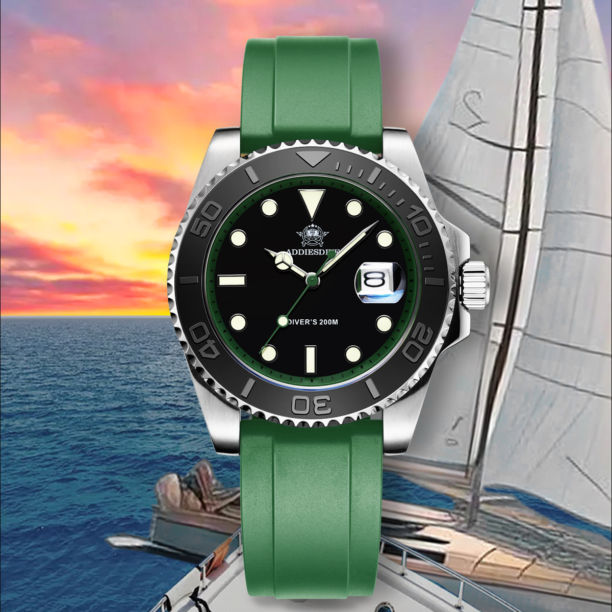 ADDIESDIVE Rotatable Ceramic B - Rubber Strap Diver review and price