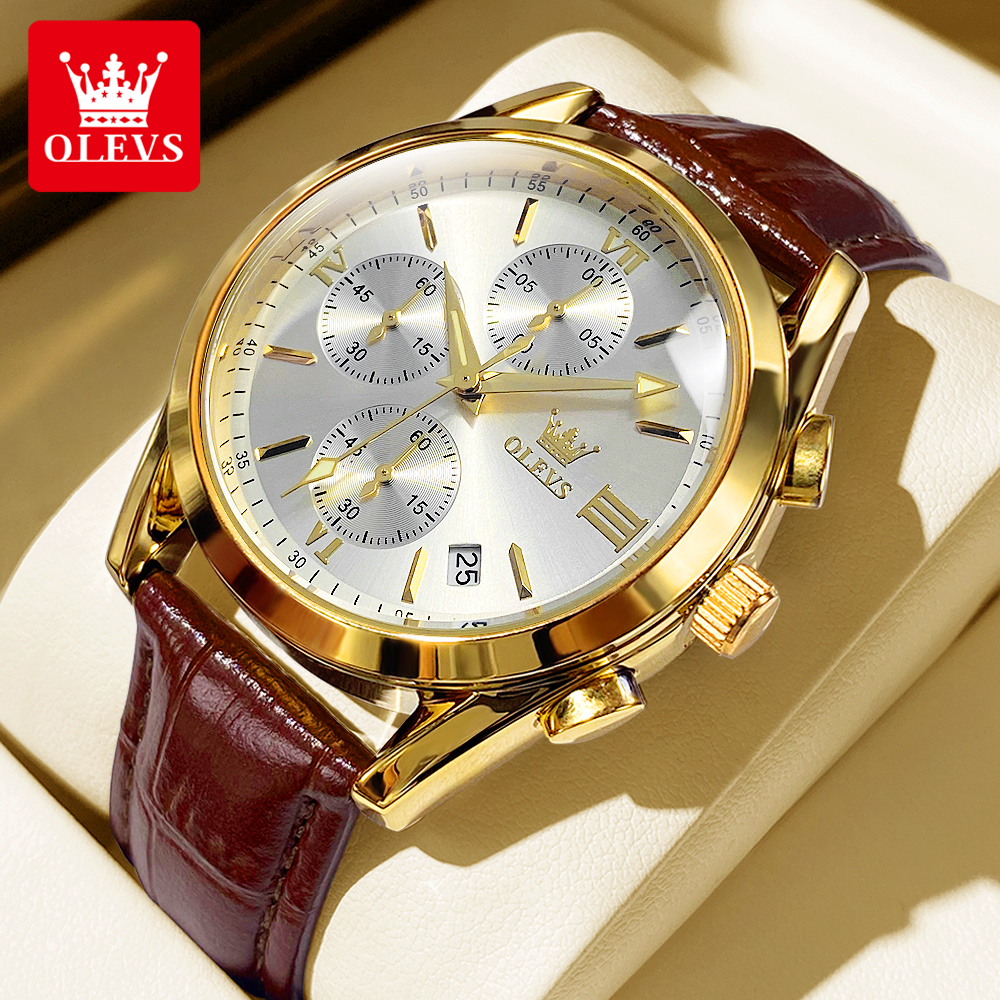 OLEVS 2872 Chronograph Men's W - Leather Watch Band Men review and price