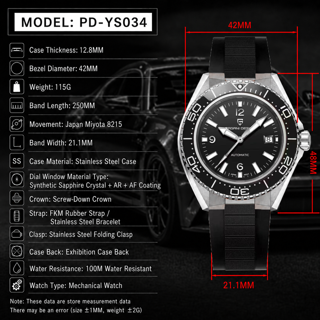 Pagani Design Luxury Men's Aut - Rubber Strap Diver review and price