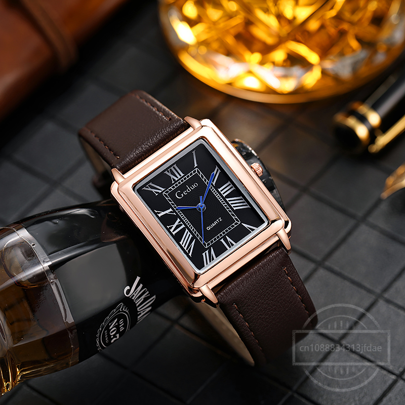 New Fashion Designer Rectangle - Leather Watch Band Men review and price