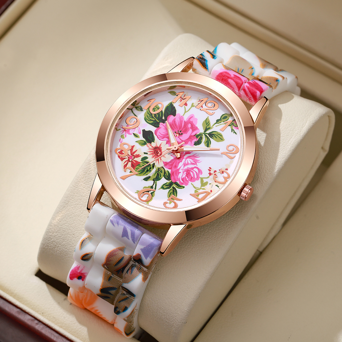 Fashion Flowers Printed Women  - Silicone Band Women review and price