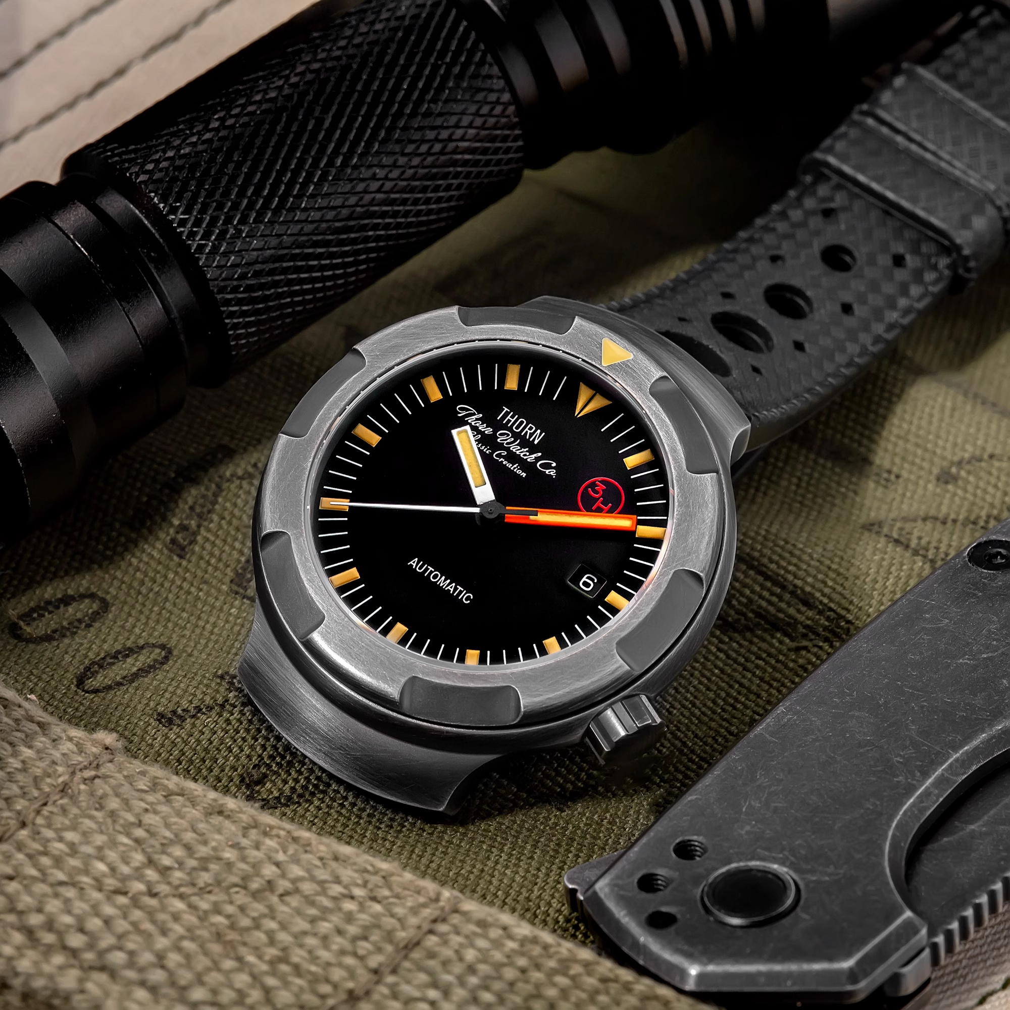 Thorn 42mm Men's Retro Titaniu - Rubber Strap Diver review and price